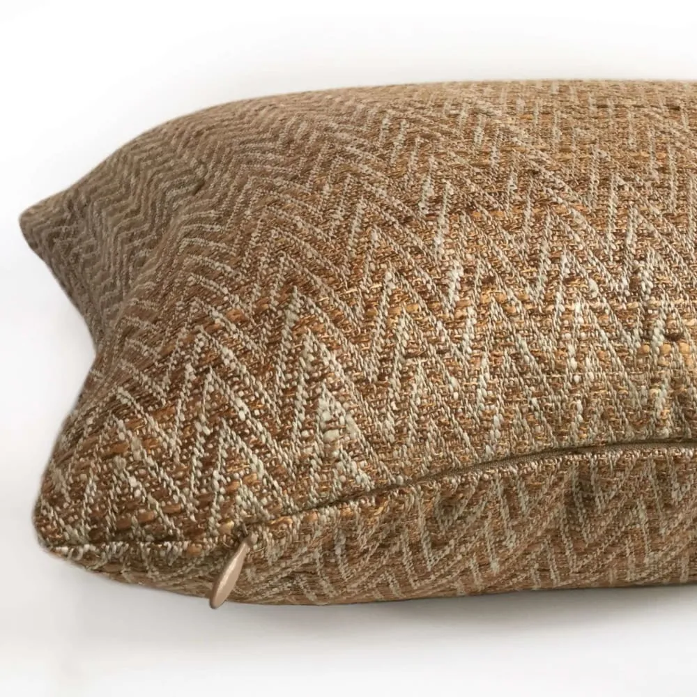 Pindler Beringer Pecan Brown Texture Herringbone Pillow Cover