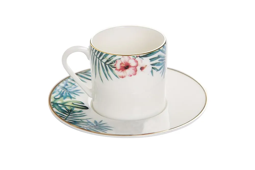 Porland Exotic Coffee Cup & Saucer Set - 6 Pieces, 90ml