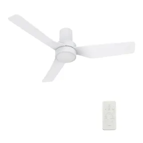 PORTER 44 inch 3-Blade Flush Mount Smart Ceiling Fan with LED Light Kit & Remote- White/White