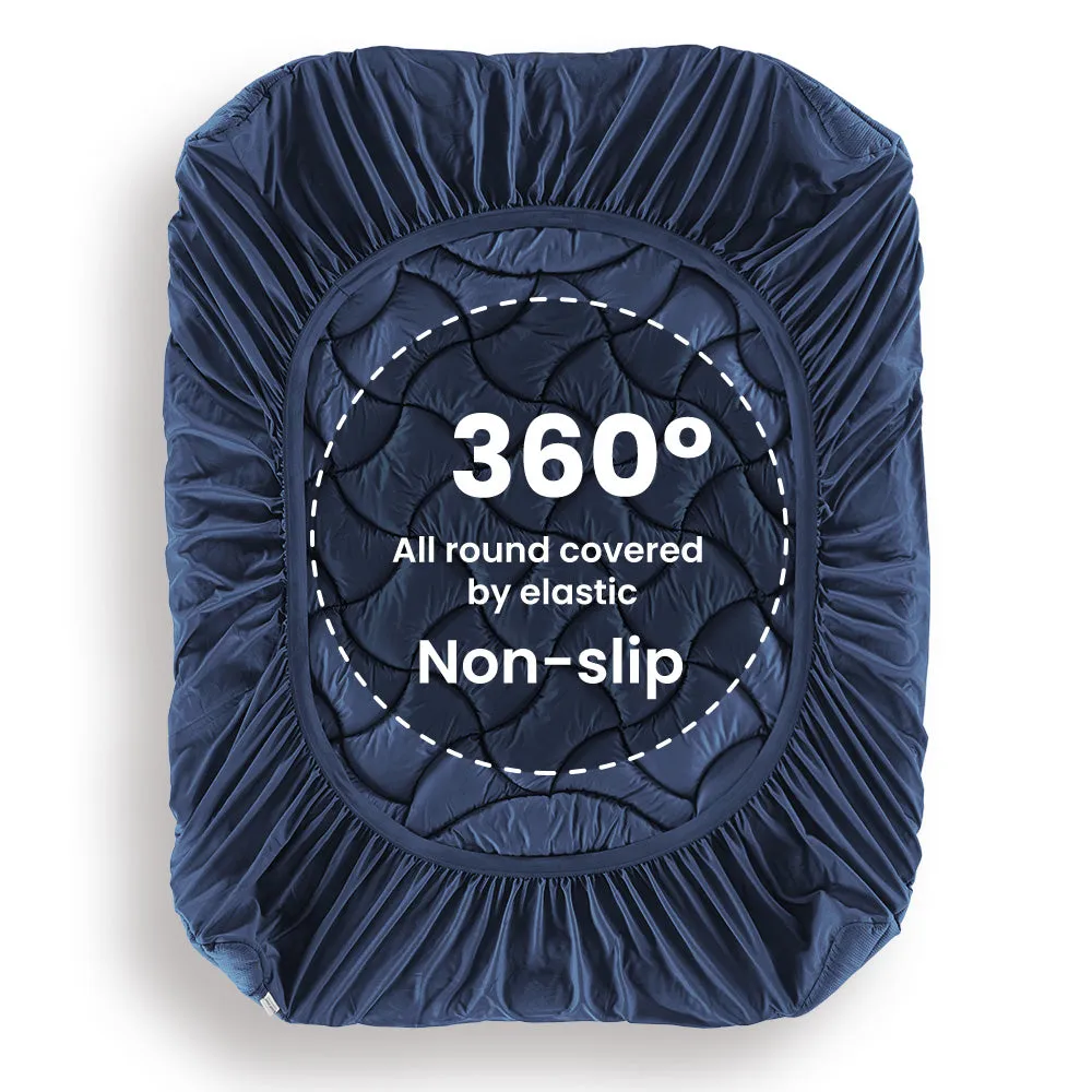 Premium Zoned Cooling Mattress Pad Navy Blue