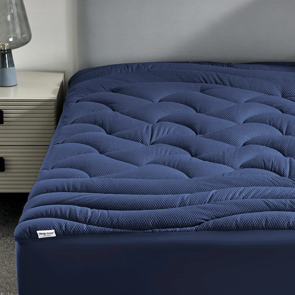 Premium Zoned Cooling Mattress Pad Navy Blue