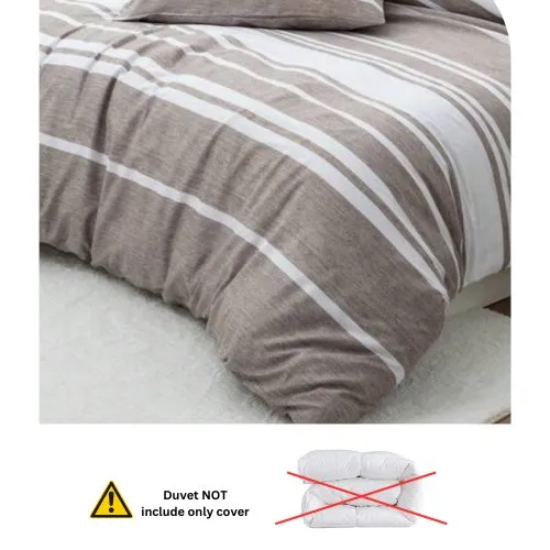 Queen size 6 pieces, Light Brown Stripe Design Bedding set.