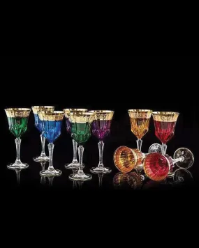 Rainbow Coloured Crystal Wine Glass Set