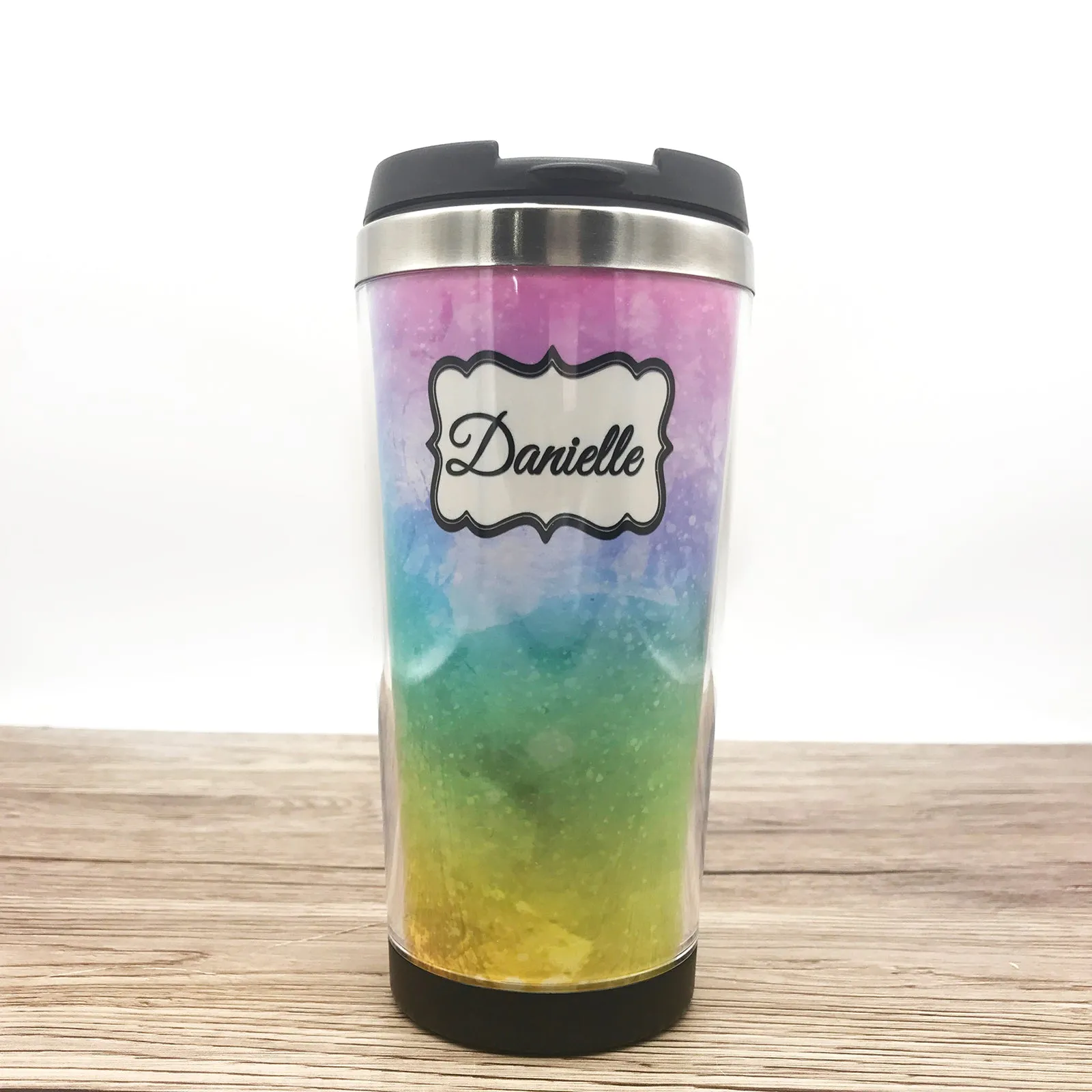 Rainbow Watercolour 420ml Travel Mug