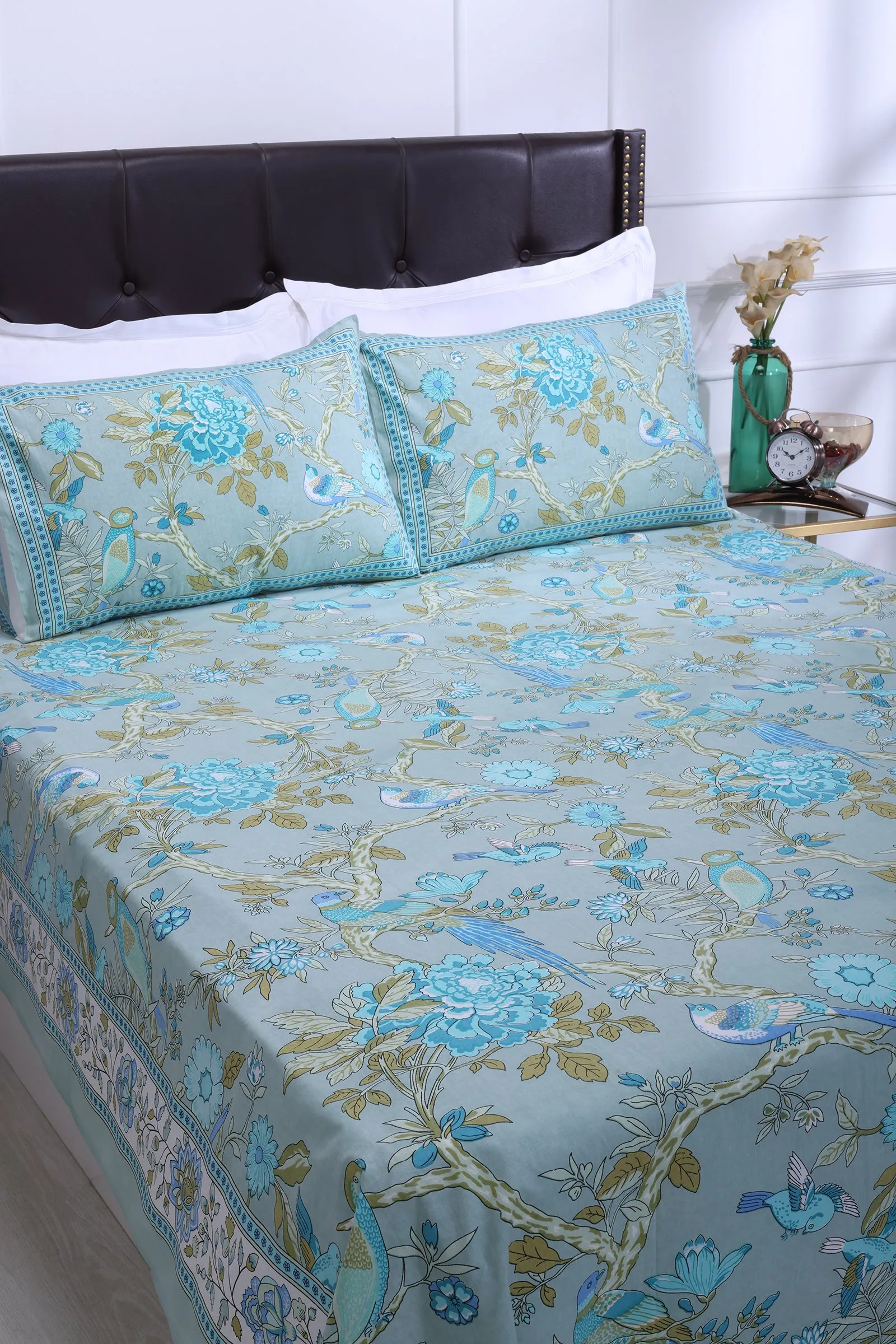 Rama Paisley Blue Cotton Bedsheet