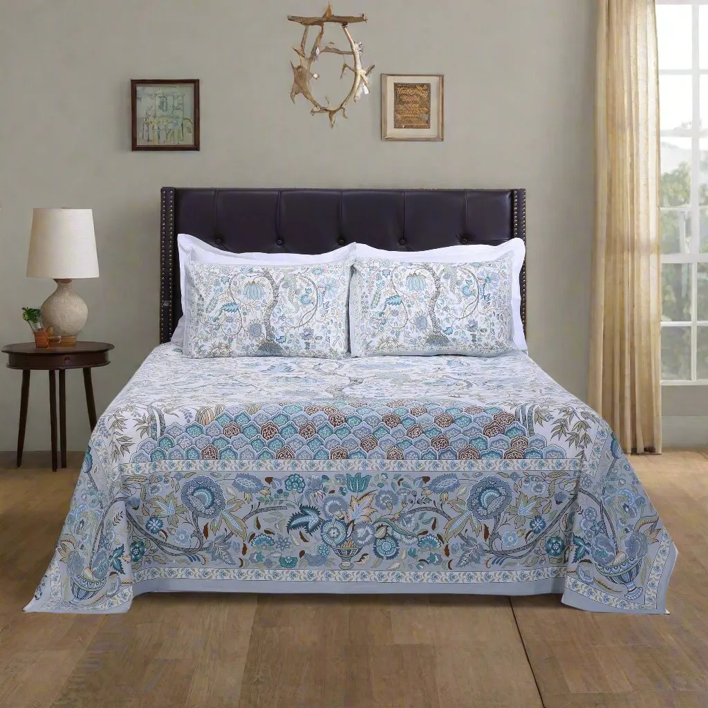 Rama Tree Of Life Blue Cotton Bedsheet