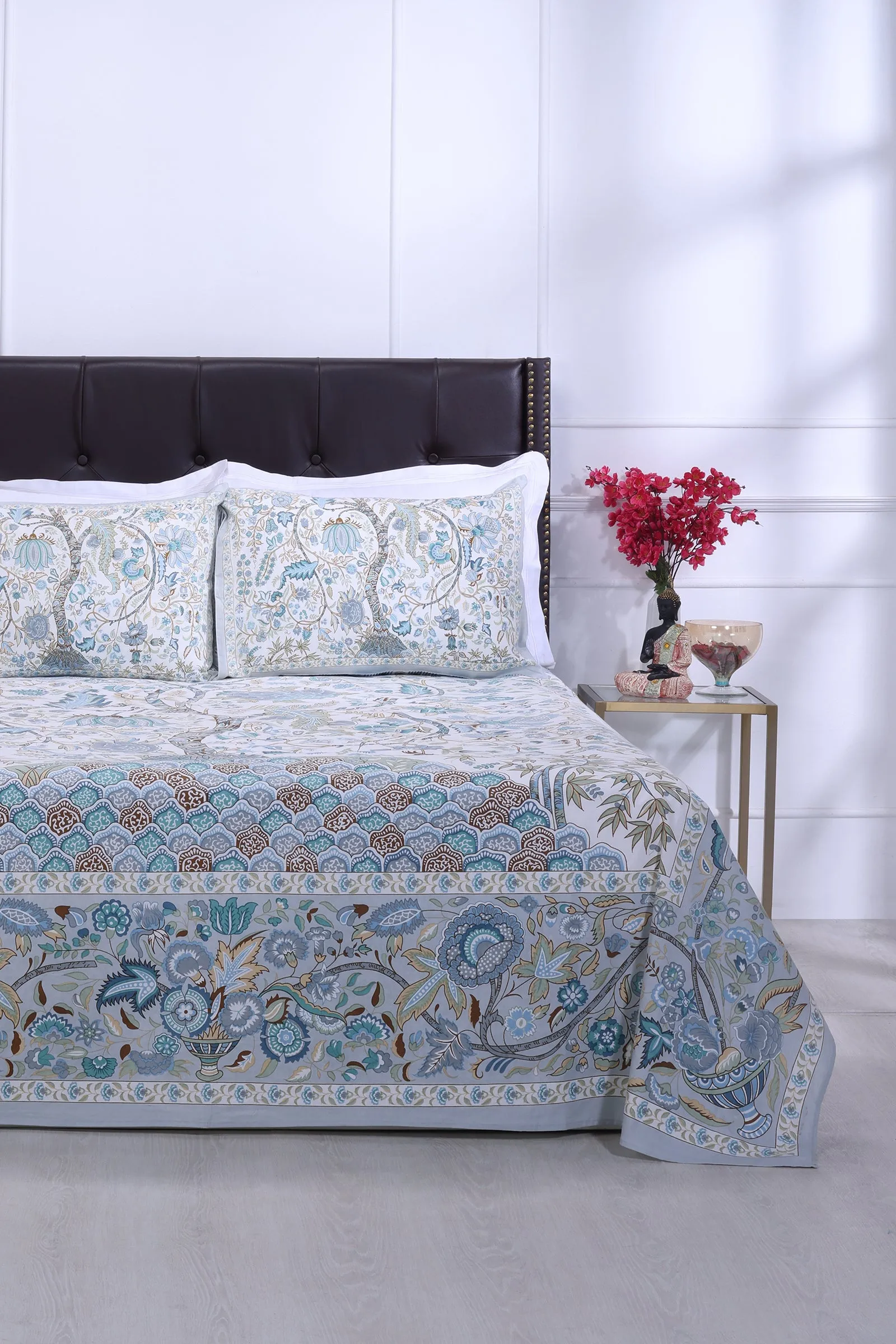 Rama Tree Of Life Blue Cotton Bedsheet