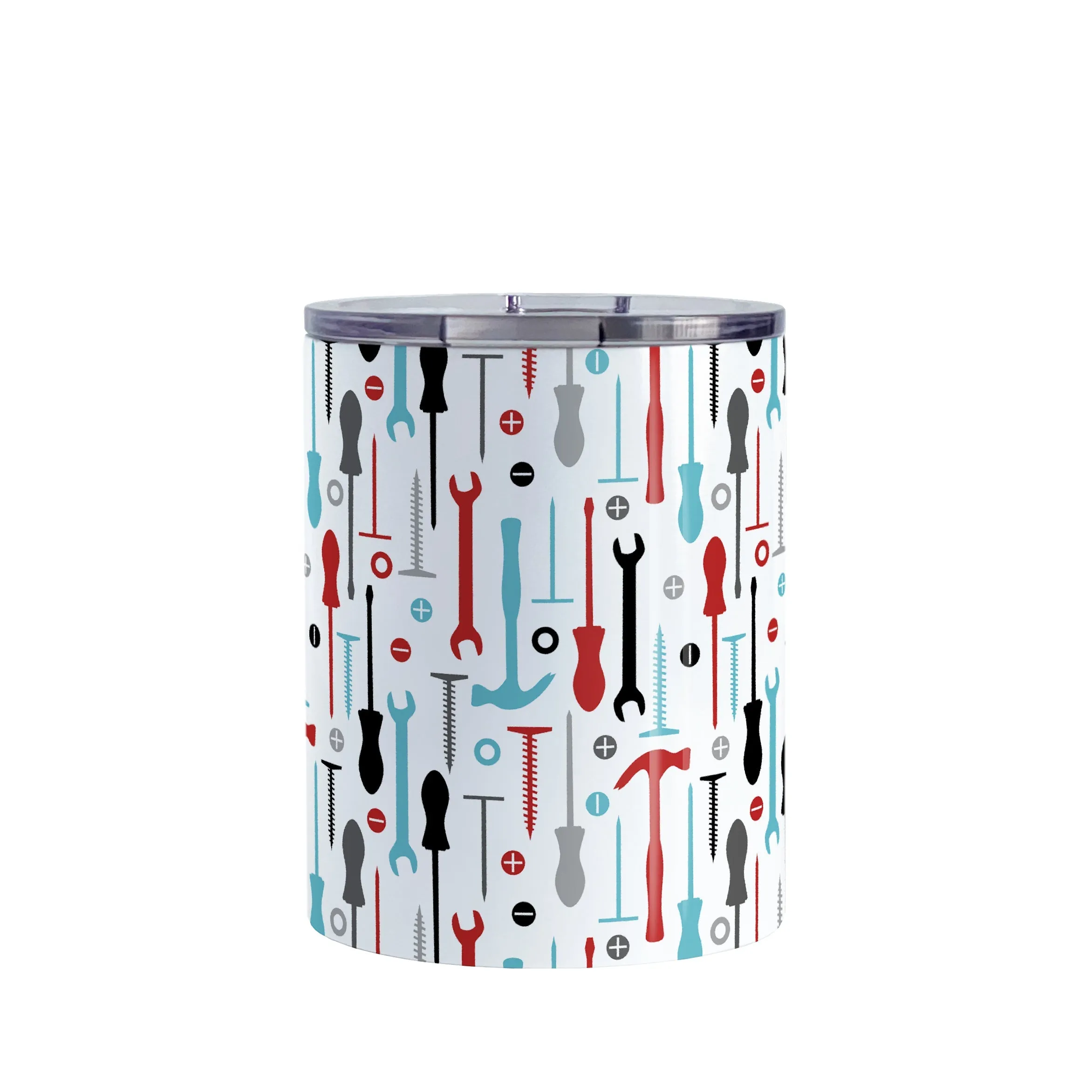 Red Turquoise Tools Pattern Tumbler Cup