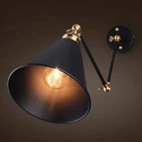 Retro Style Single-Bulb Wall Light Fixture - Foldable Black Umbrella Shade, Ideal for Restaurants