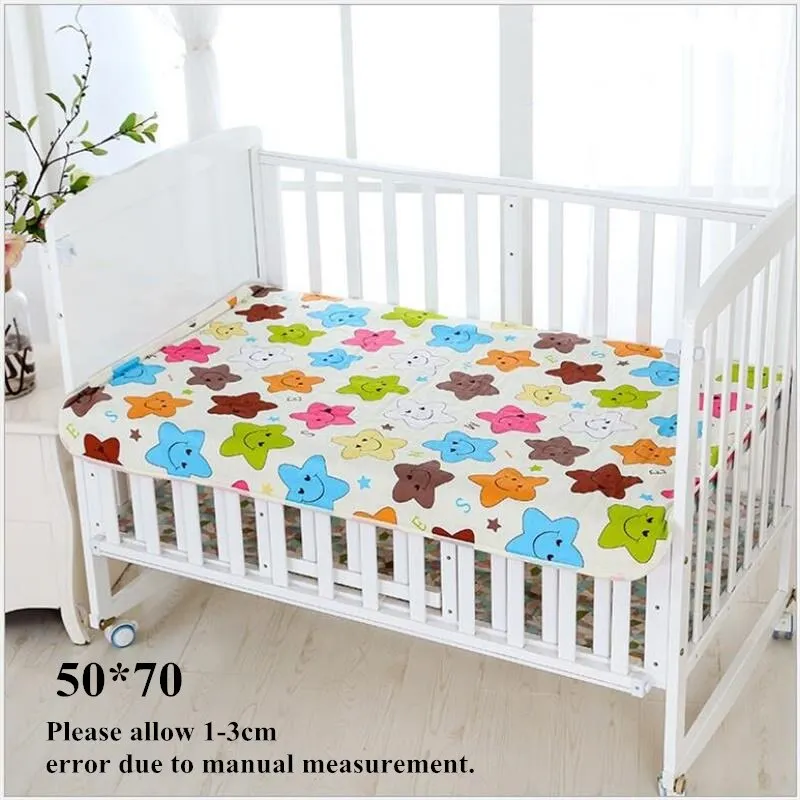 Reusable Cloth Diaper Baby Changing Pad Newborn Cotton Waterproof Washable Changing Pats Floor Play Mat Mattress Cover Sheet