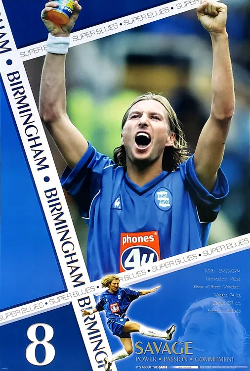 Robbie Savage "Birmingham Superstar" EPL Soccer Action Poster - U.K. 2003