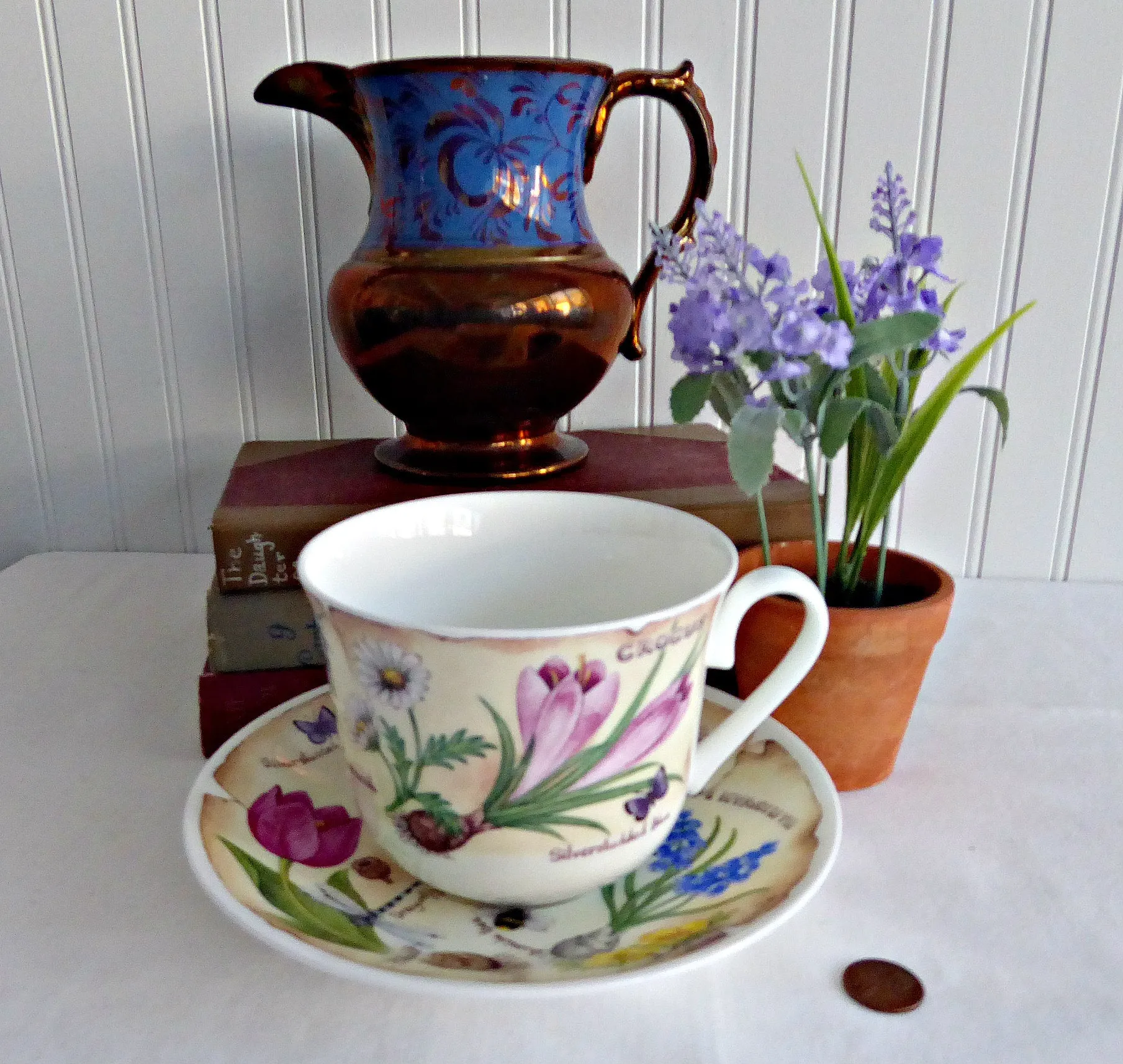 Roy Kirkham Breakfast Size Cup And Saucer Botanical Floral Bouquet Flowers Names