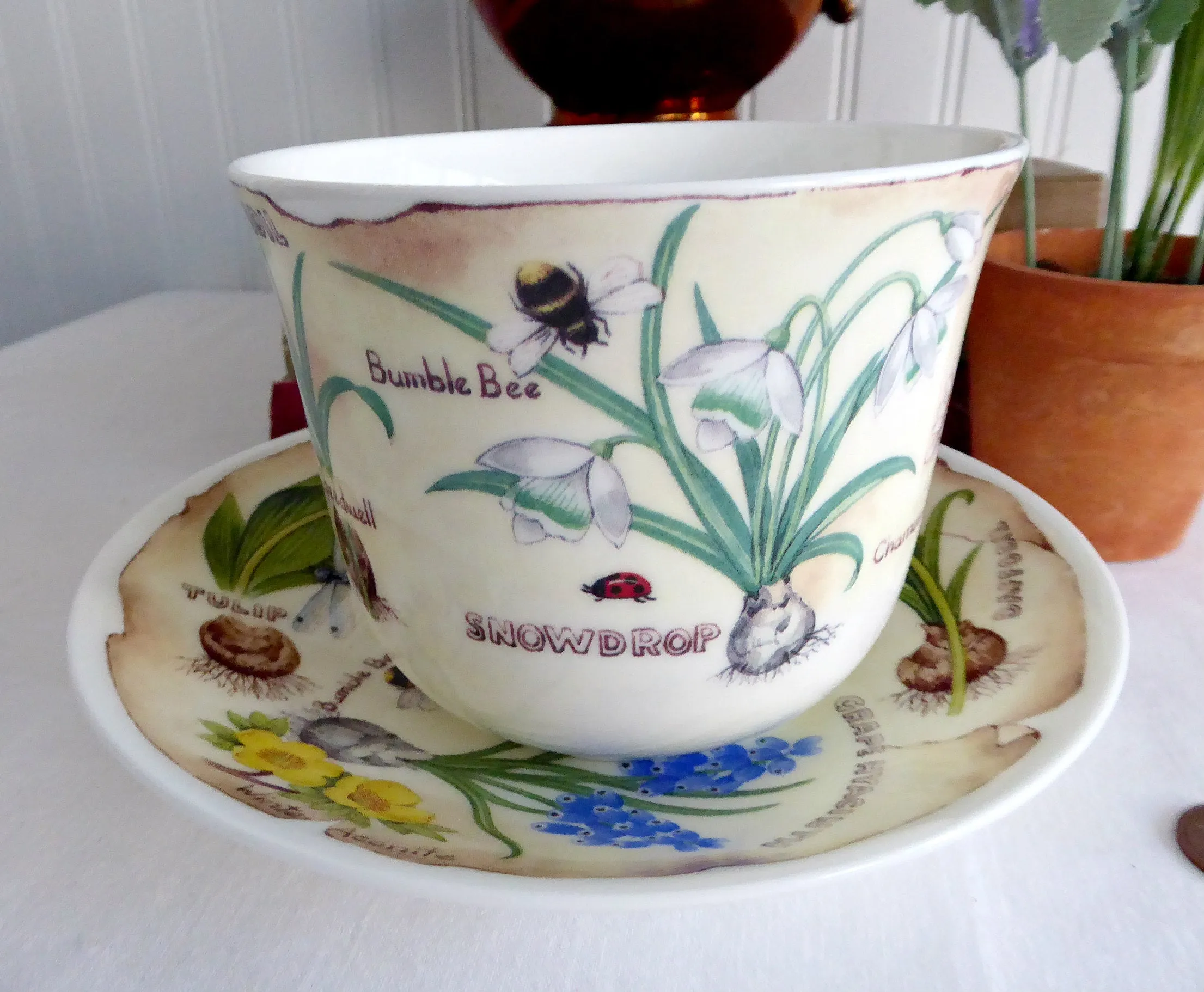 Roy Kirkham Breakfast Size Cup And Saucer Botanical Floral Bouquet Flowers Names