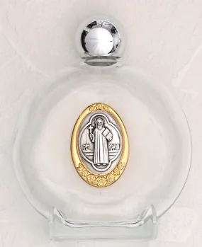 Saint Benedict Glass Holy Water Bottle with Two Tone Medal