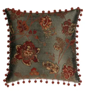 Salerno Floral Ball Trim Pillow Cover 16x16