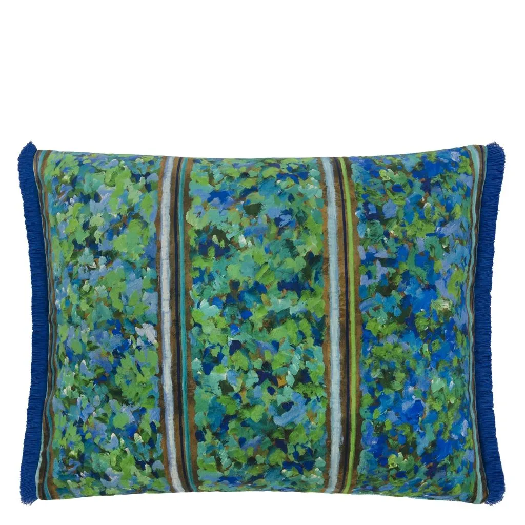 Sanzai Cobalt Velvet Throw Pillow by Designers Guild