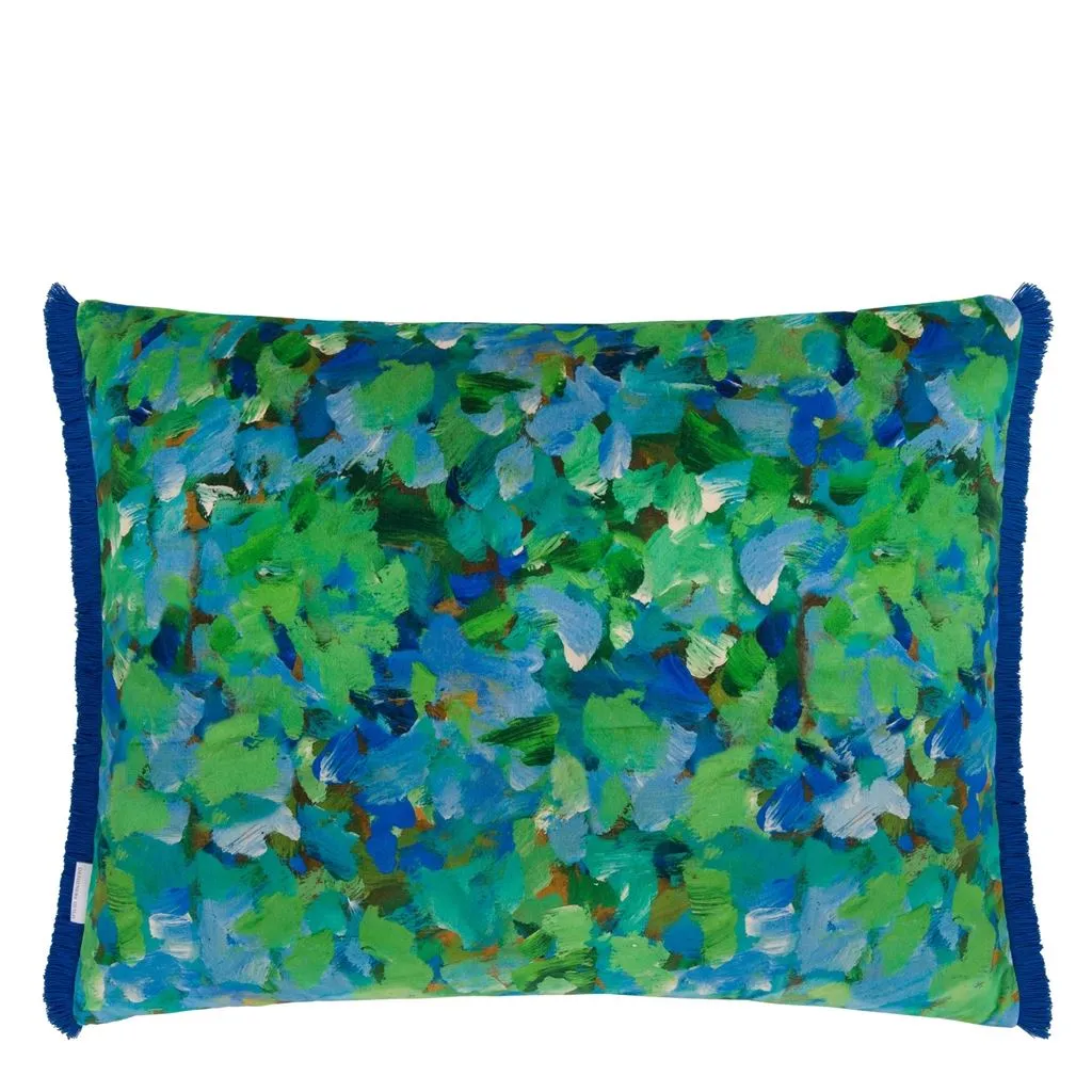 Sanzai Cobalt Velvet Throw Pillow by Designers Guild