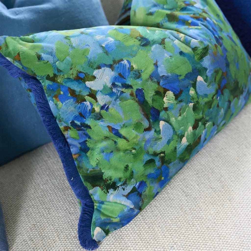 Sanzai Cobalt Velvet Throw Pillow by Designers Guild