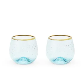 Seaside: Aqua Bubble Stemless Wine Glass Set by Twine