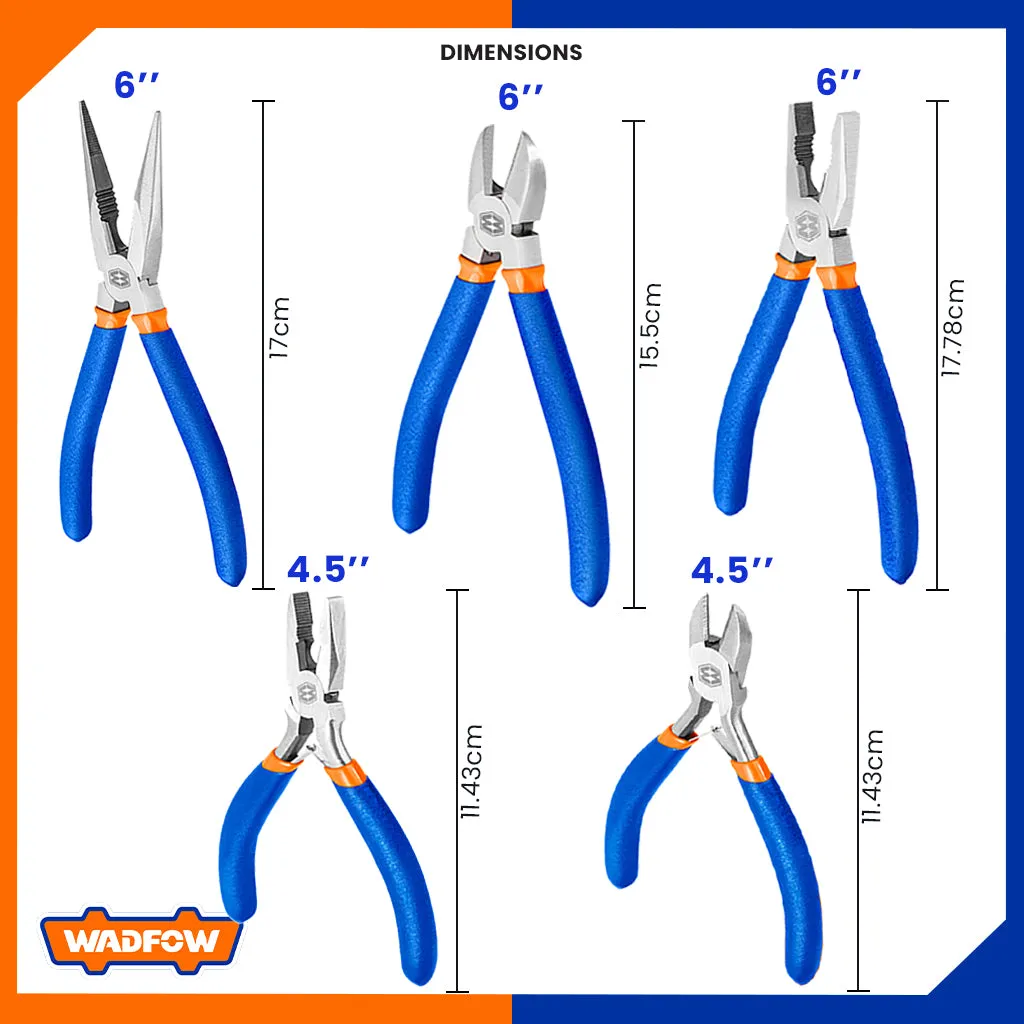 Set of 5 pieces Pliers Set Polish and Anti-Rust Oil WPS0605