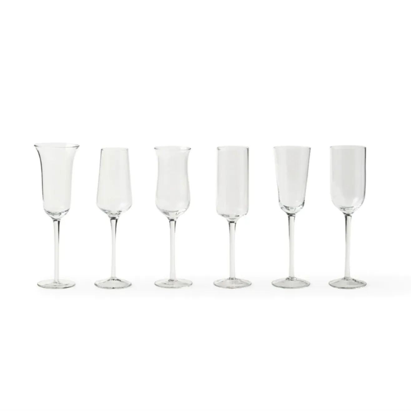 Set of 6 Clear Flutes