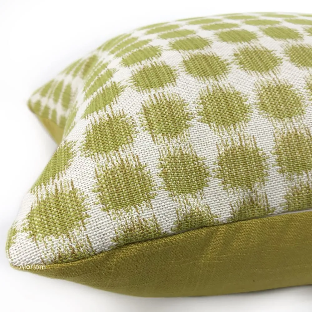 Setro Lemongrass Green Dots on Cream Pillow Cover