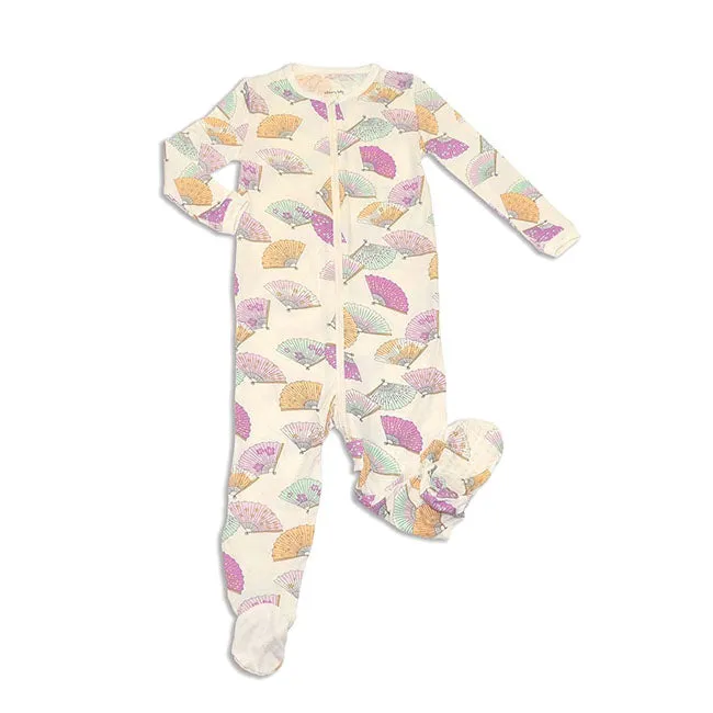 Silkberry Baby Bamboo Zip-Up Footie - Fancy Fan