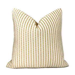 Sinclair Cream & Wheat Embroidered Textured Stripe Pillow Cover (Kravet fabric by the yard available)