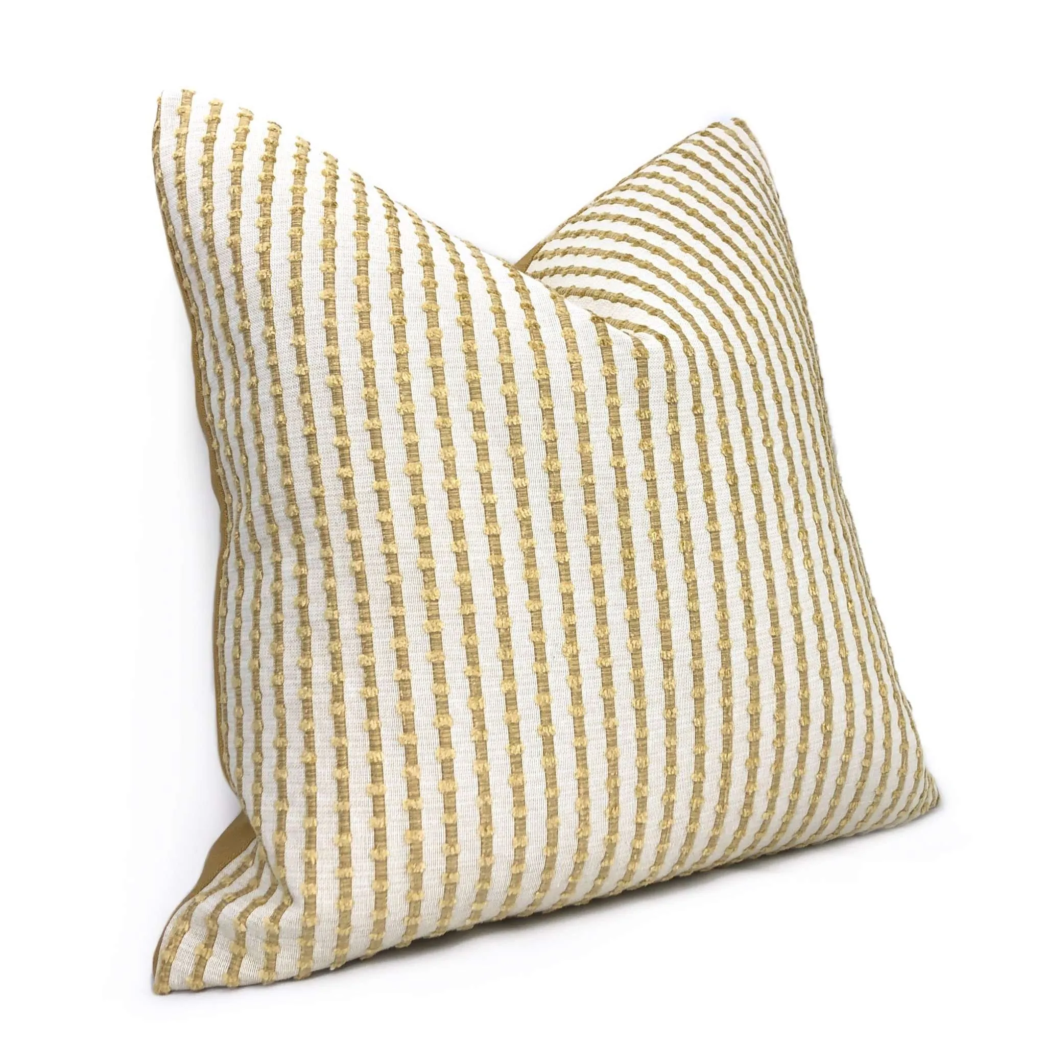 Sinclair Cream & Wheat Embroidered Textured Stripe Pillow Cover (Kravet fabric by the yard available)