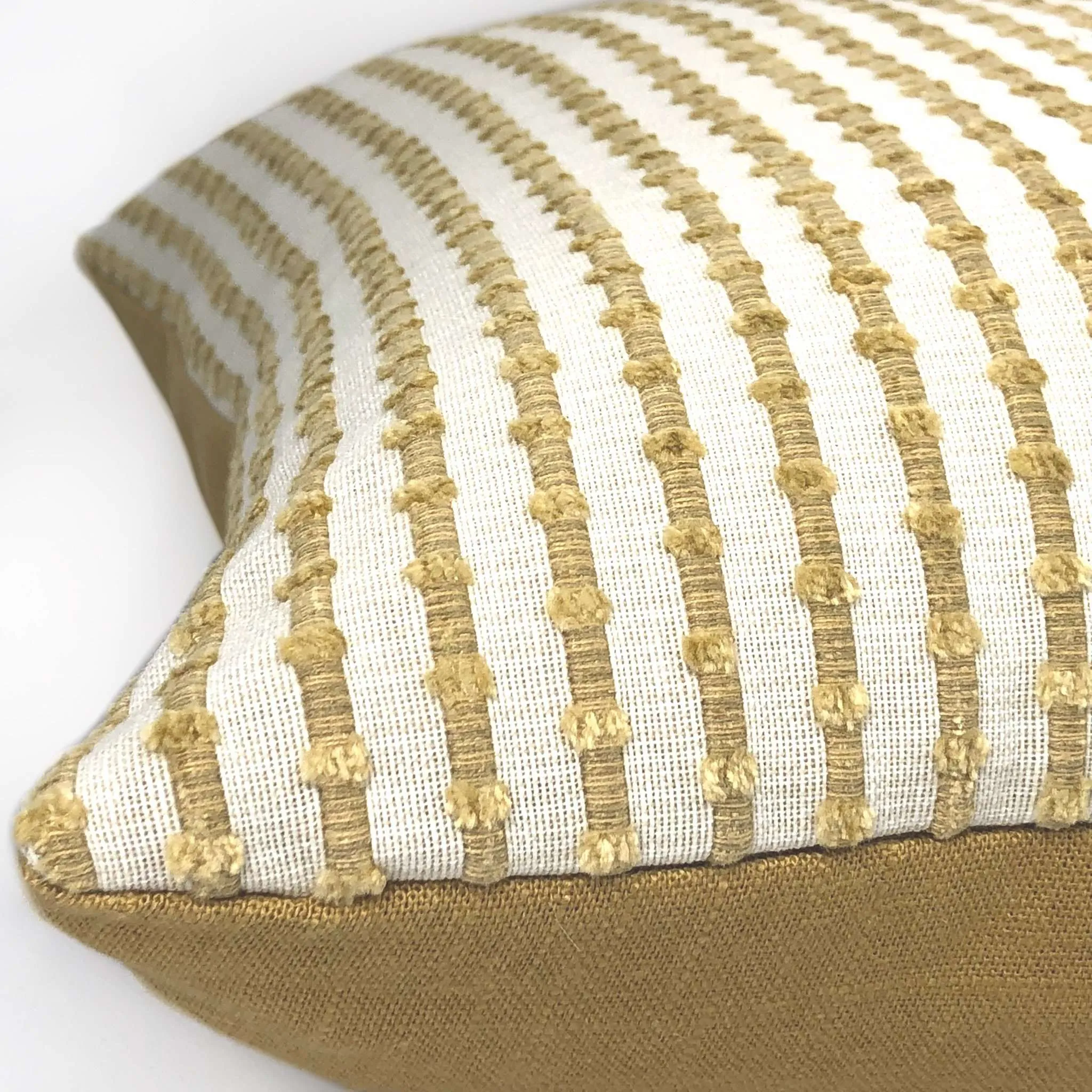 Sinclair Cream & Wheat Embroidered Textured Stripe Pillow Cover (Kravet fabric by the yard available)