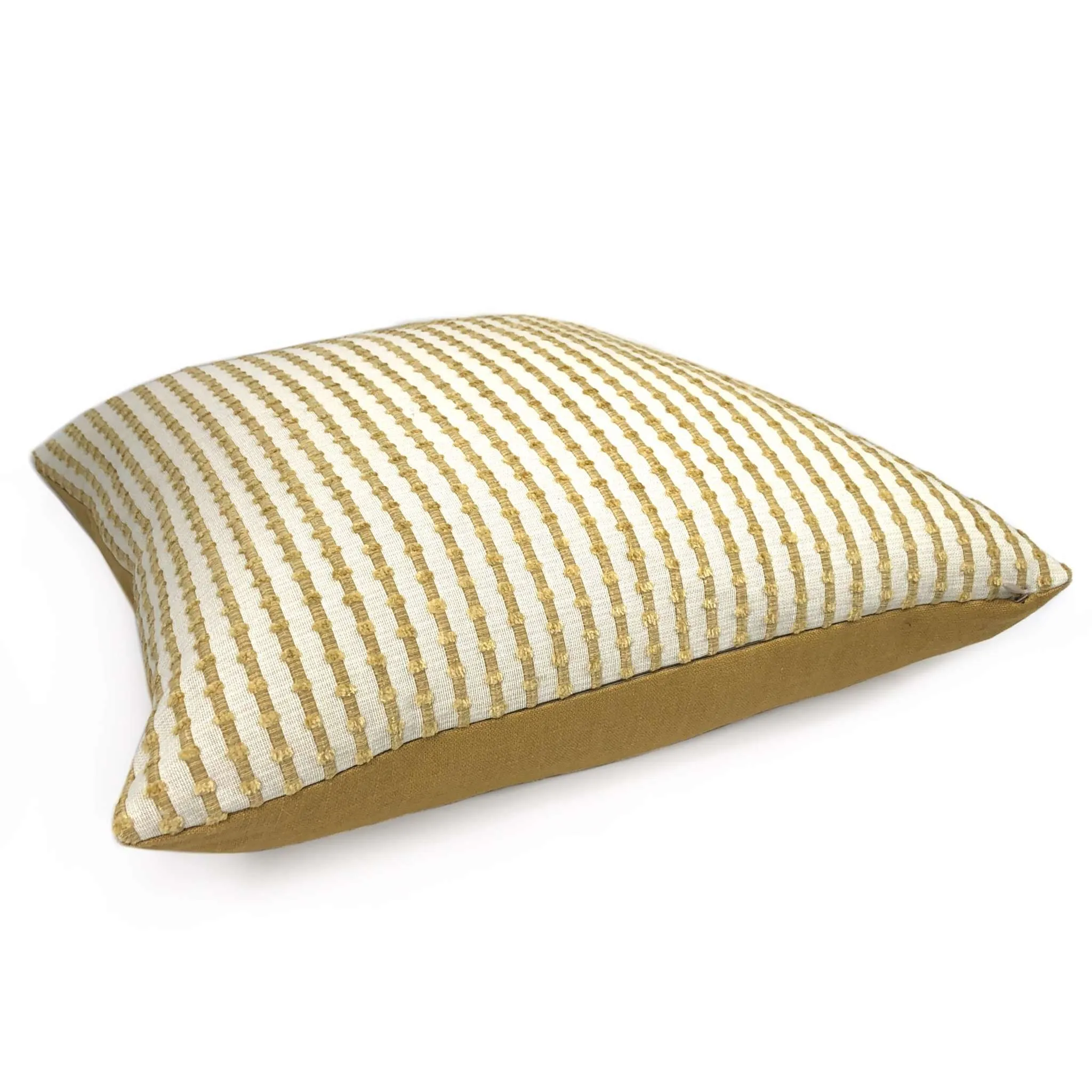 Sinclair Cream & Wheat Embroidered Textured Stripe Pillow Cover (Kravet fabric by the yard available)