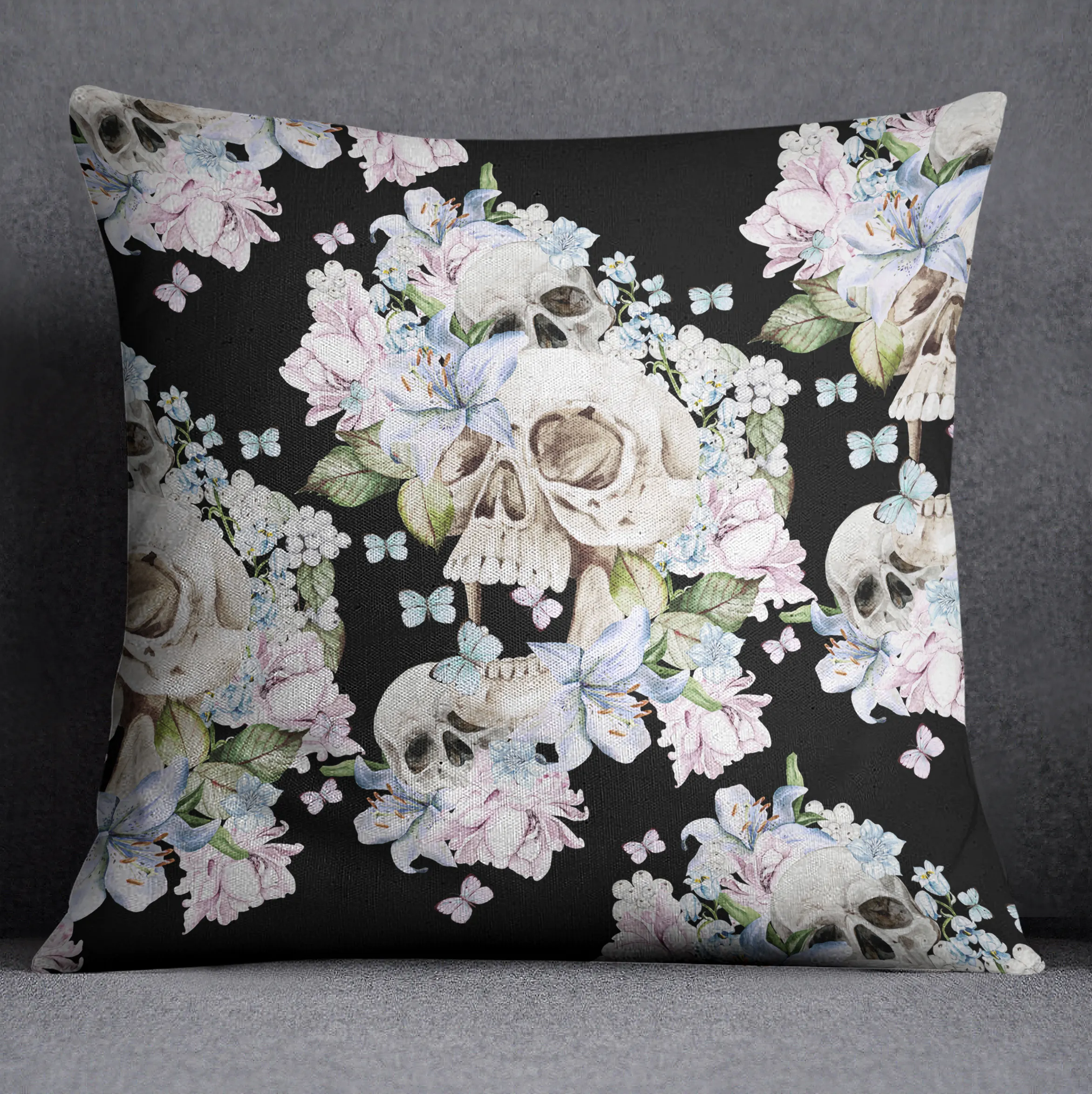 Skull Garden Decorative Throw and Pillow Cover Set