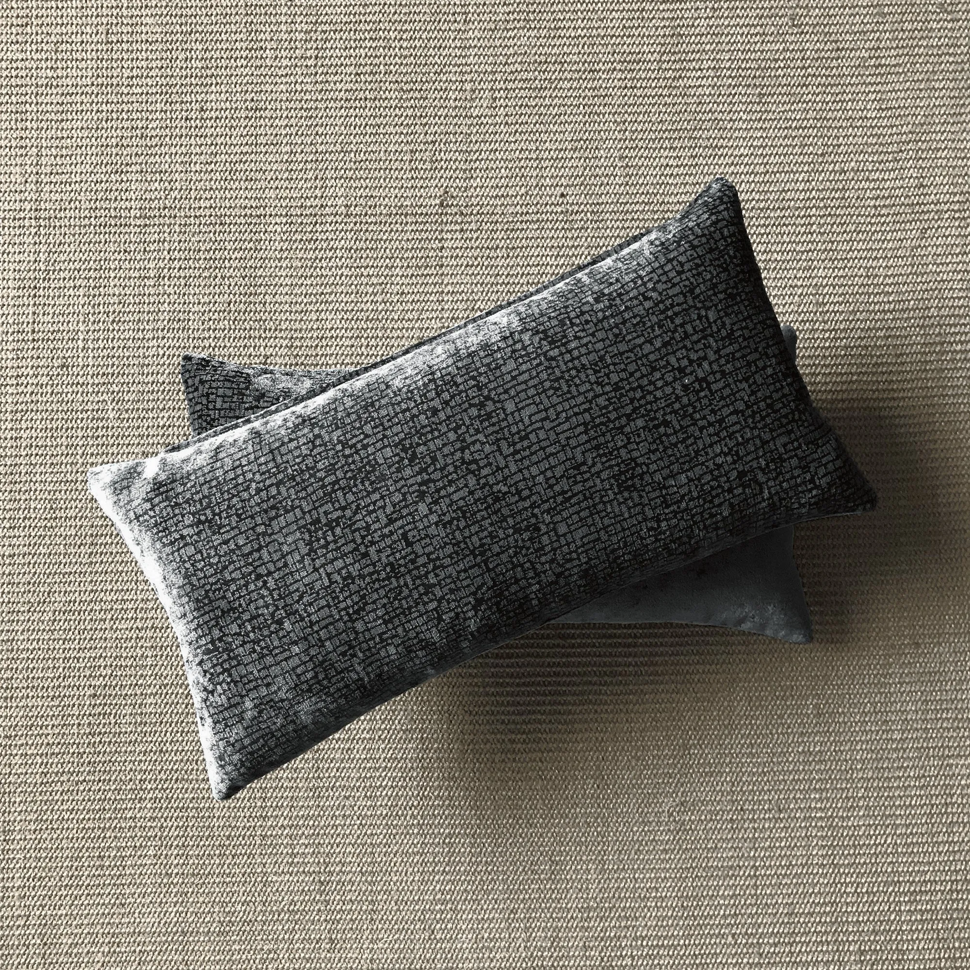 Slate Textured Velvet Lumbar Pillow Cover 11x21