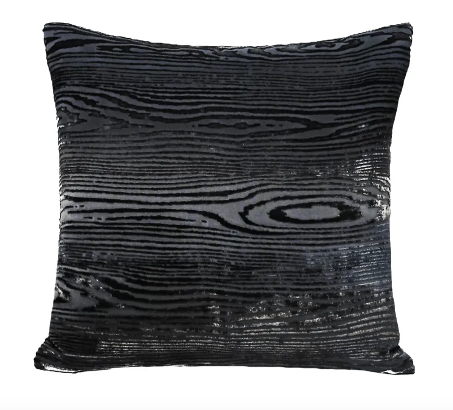 Smoke Woodgrain Velvet Pillows by Kevin O’Brien Studio