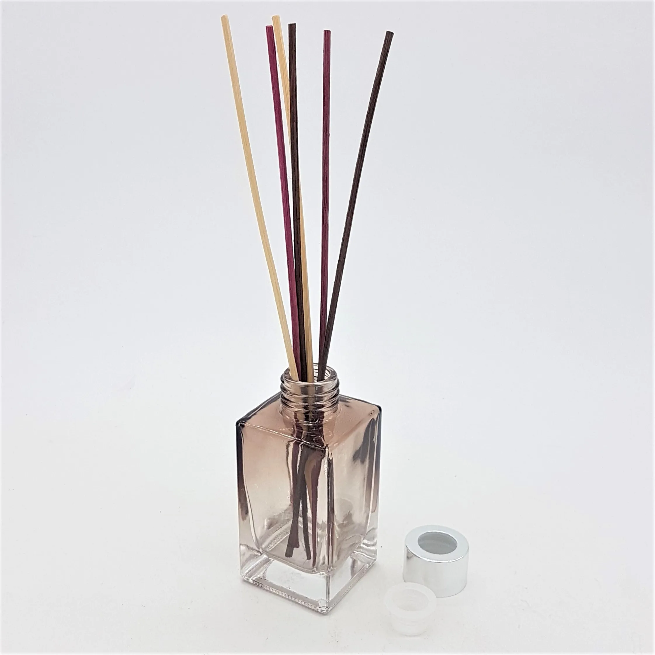 Square Glass Reed Diffuser Bottle With Silver Cap - 100ml Grey