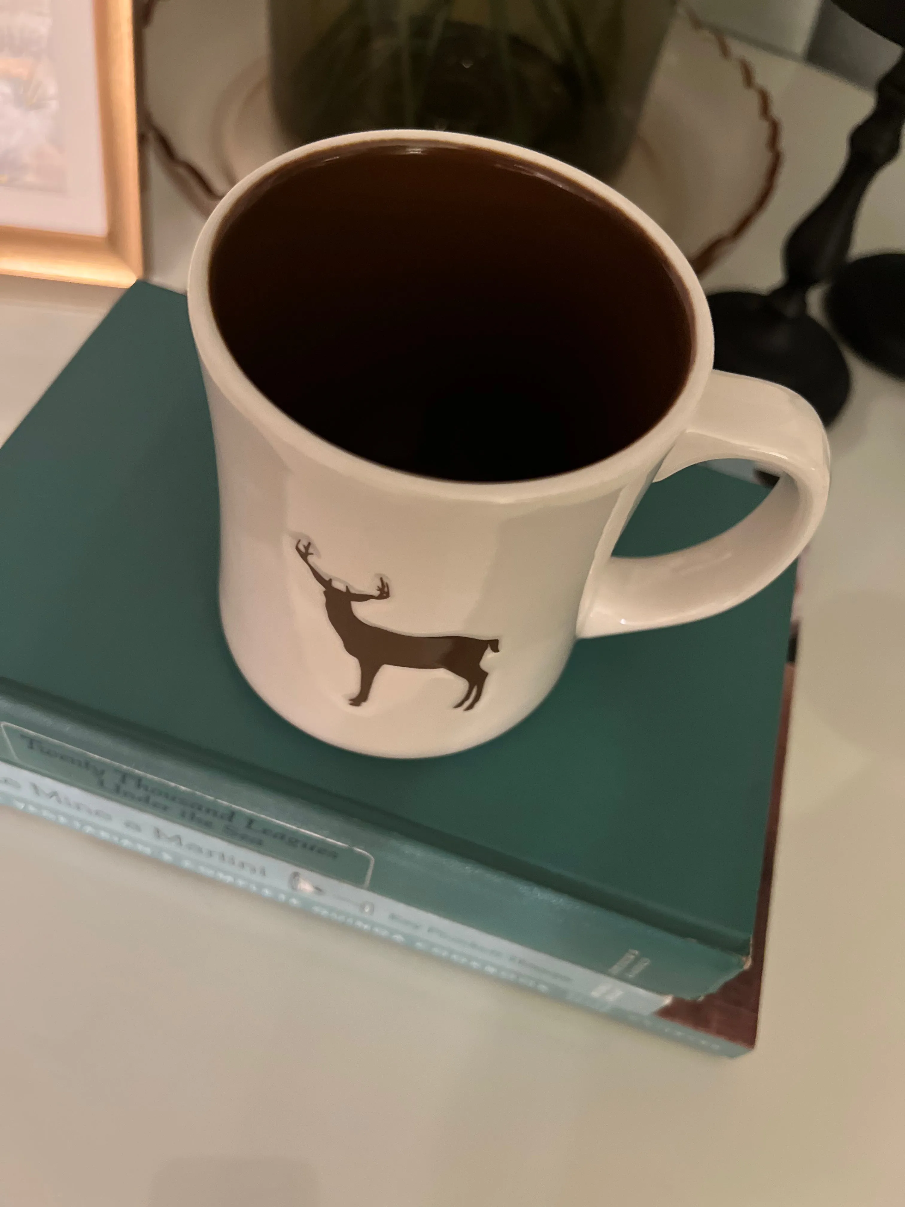 Starbucks Stag Coffee Mug Brown Embossed 2008 cup 12 oz Antlers Deer Elk Buck