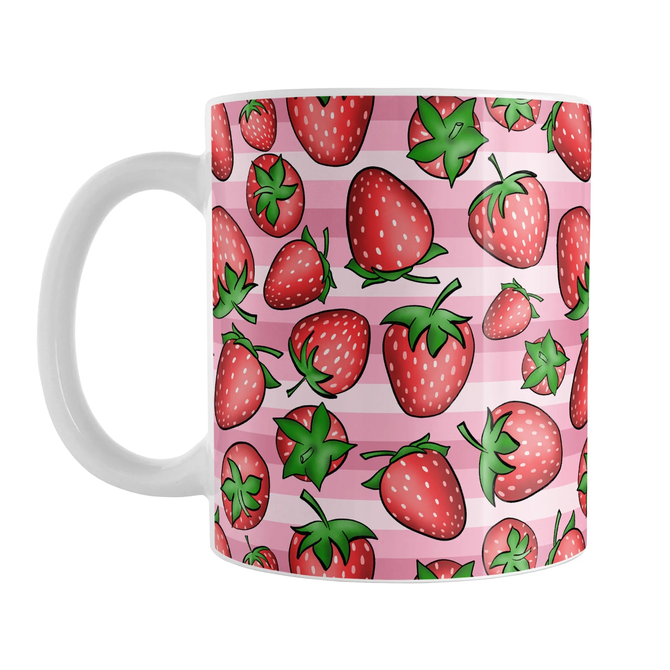 Strawberries on Pink Stripes Mug