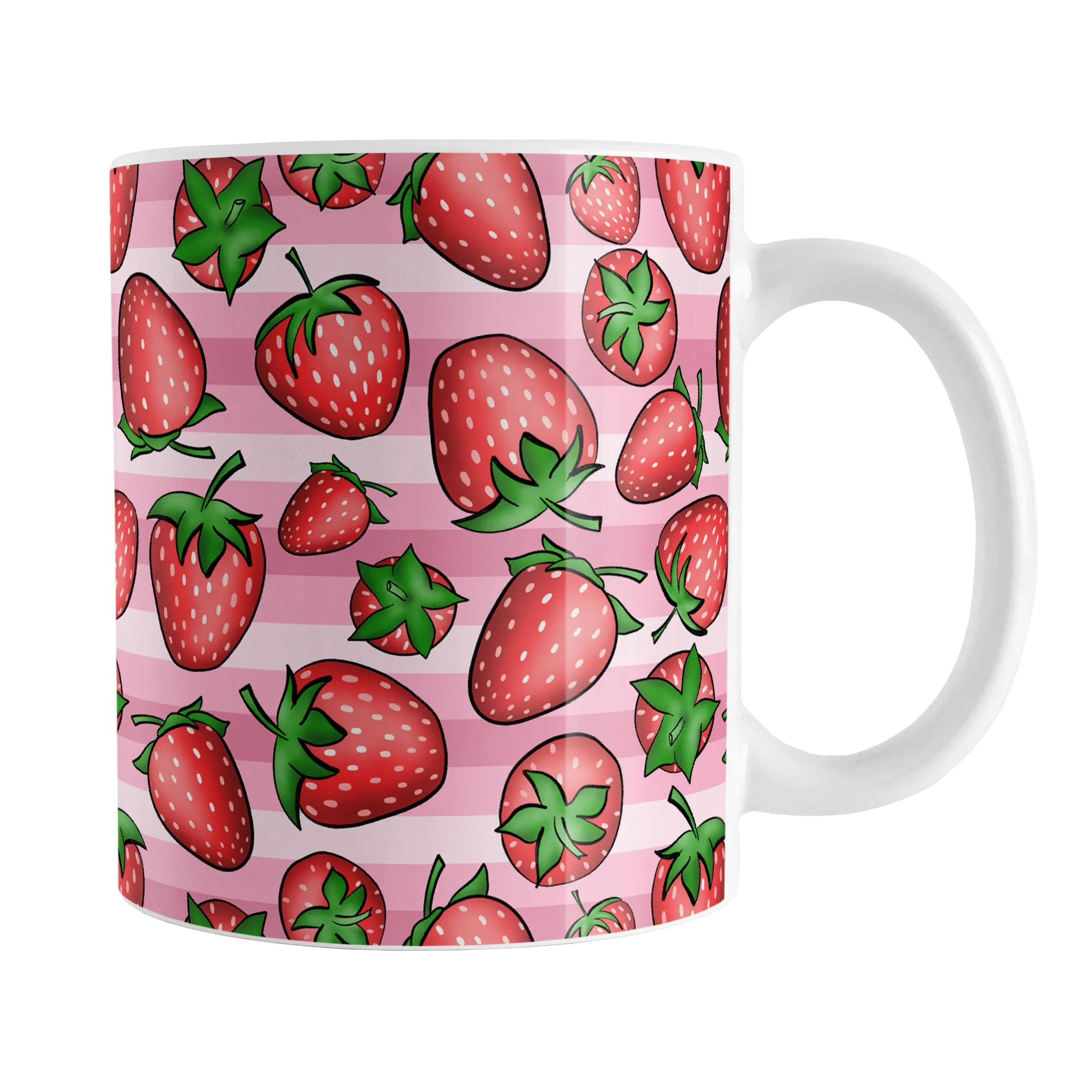 Strawberries on Pink Stripes Mug