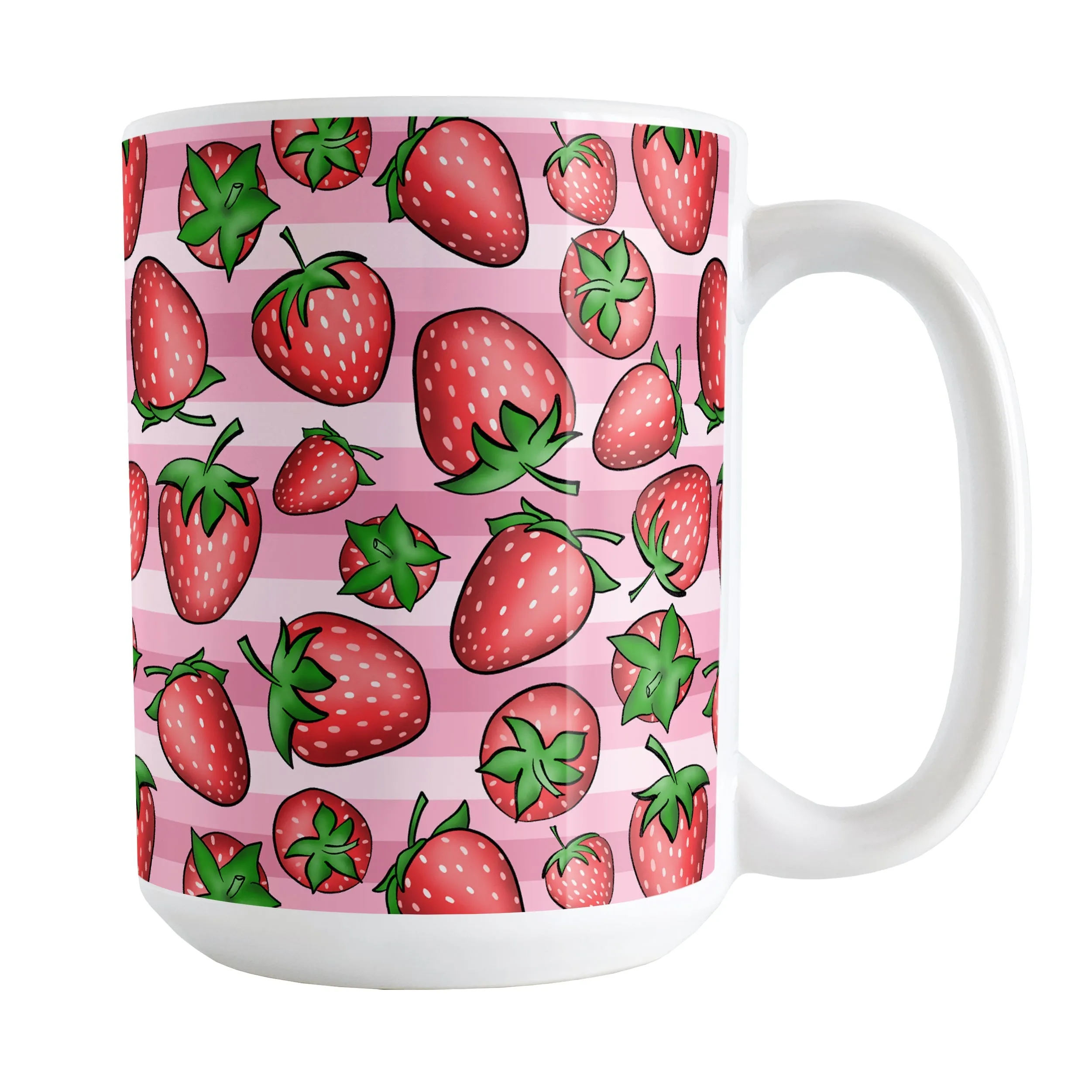 Strawberries on Pink Stripes Mug