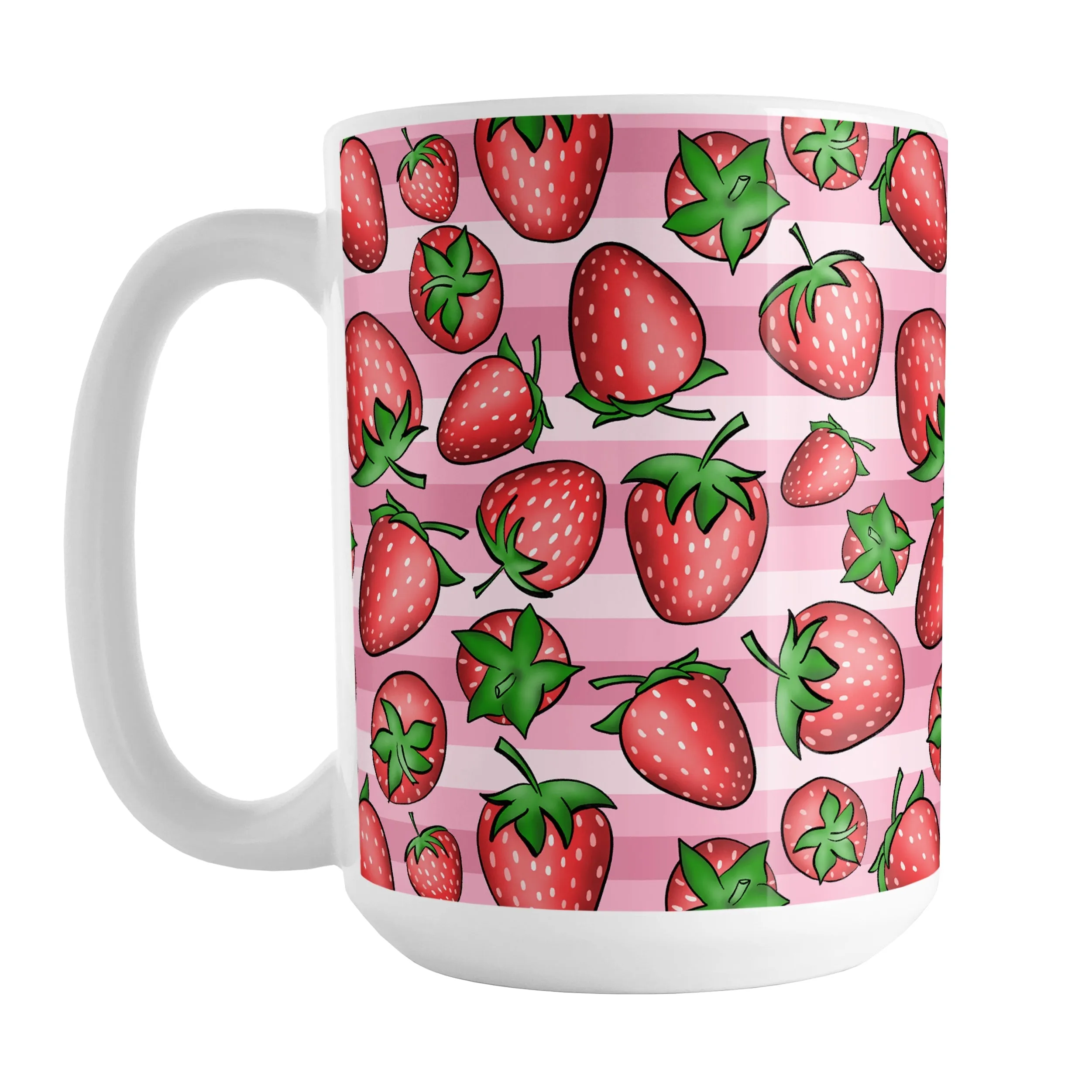 Strawberries on Pink Stripes Mug