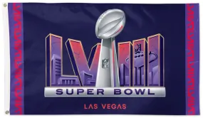 Super Bowl LVIII (Las Vegas 2/11/2024) Official Game Logo Deluxe-Edition 3'x5' Flag - Wincraft Inc.