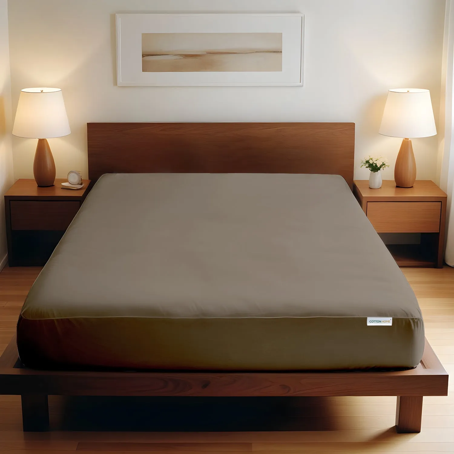 Super Soft Fitted sheet 200x200 30cm - Khaki