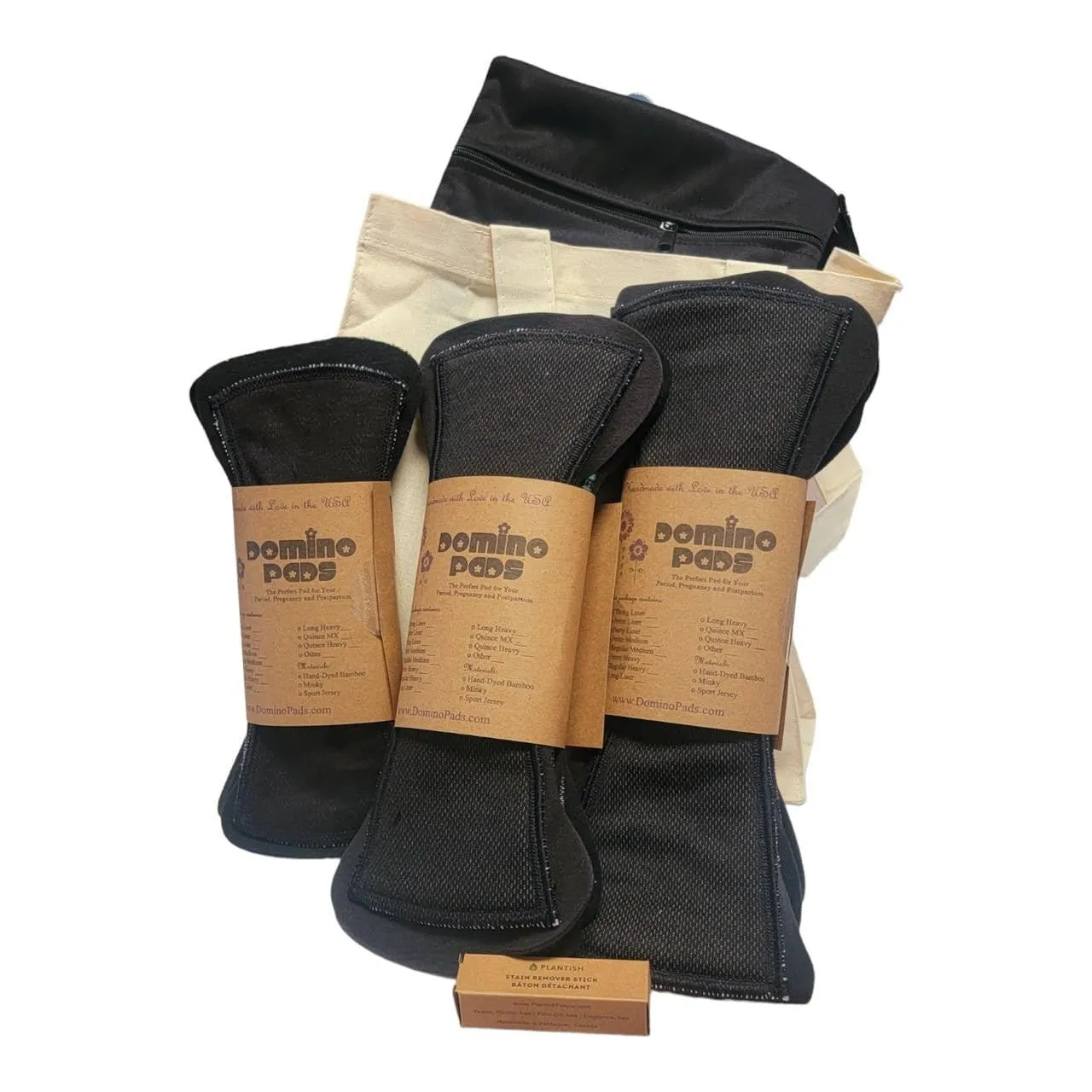 The Whole Stash Regular Domino Pads Gift Set with Reusable Tote and Wetbag