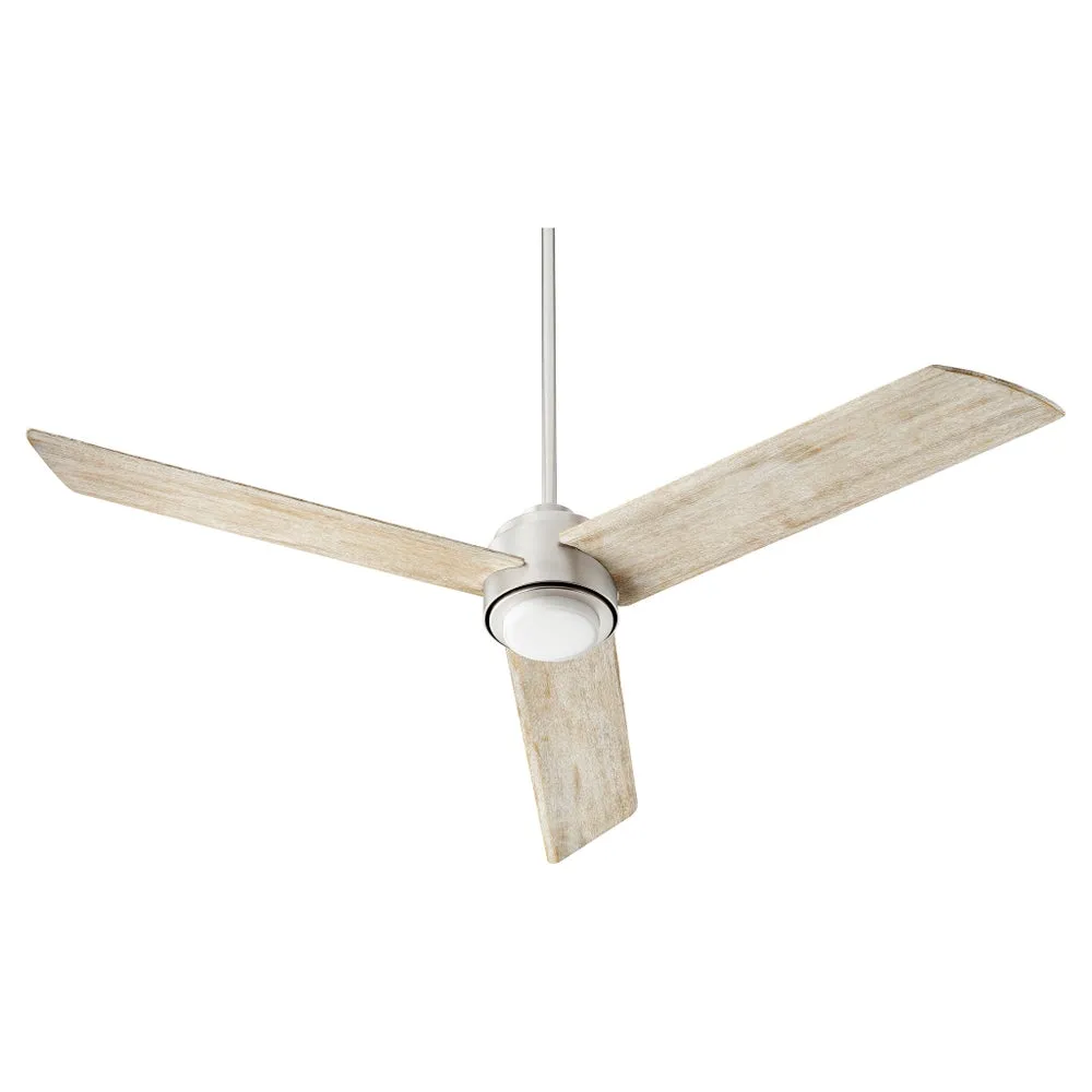 TRIO 60" 3 BLADE MODERN CEILING FAN- WEATHERED OAK/SATIN NICKEL