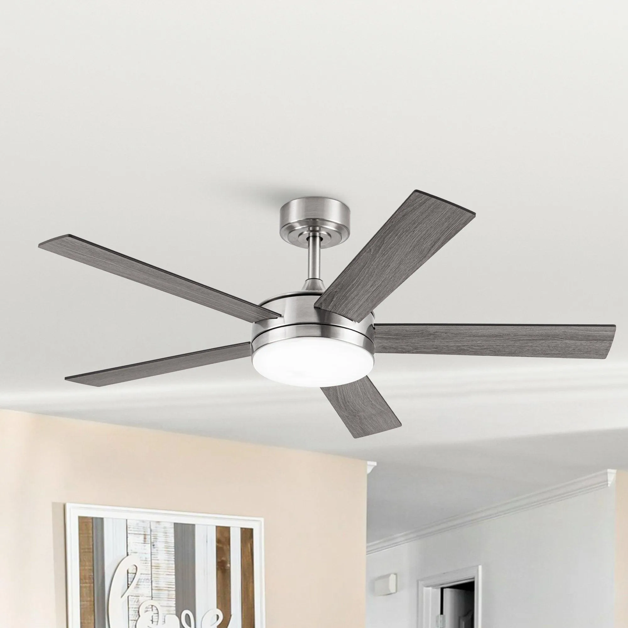 Vaczon 48" 5 Blades Industrial DC Motor Ceiling Fan with LED Lighting and Remote Control