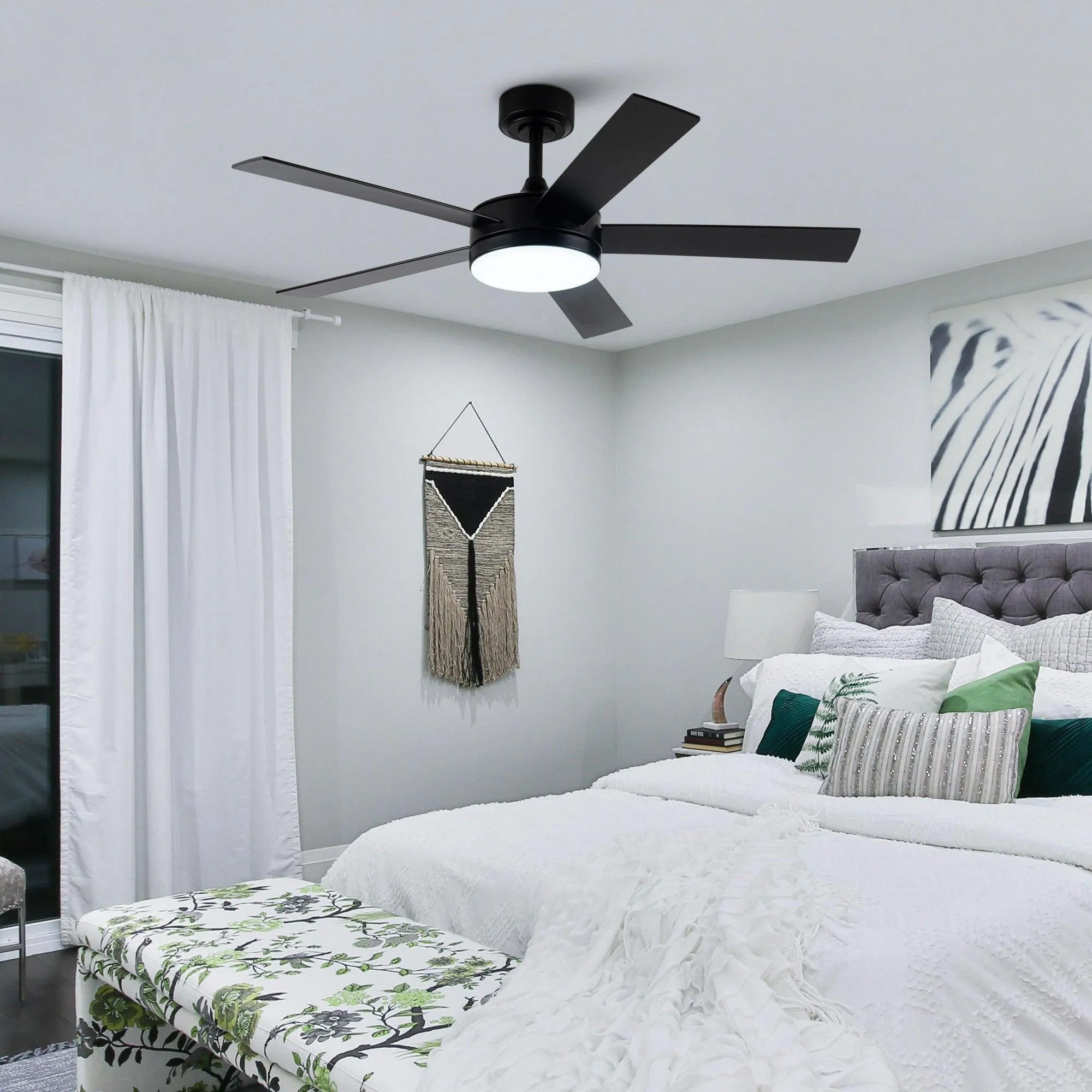 Vaczon 48" 5 Blades Industrial DC Motor Ceiling Fan with LED Lighting and Remote Control