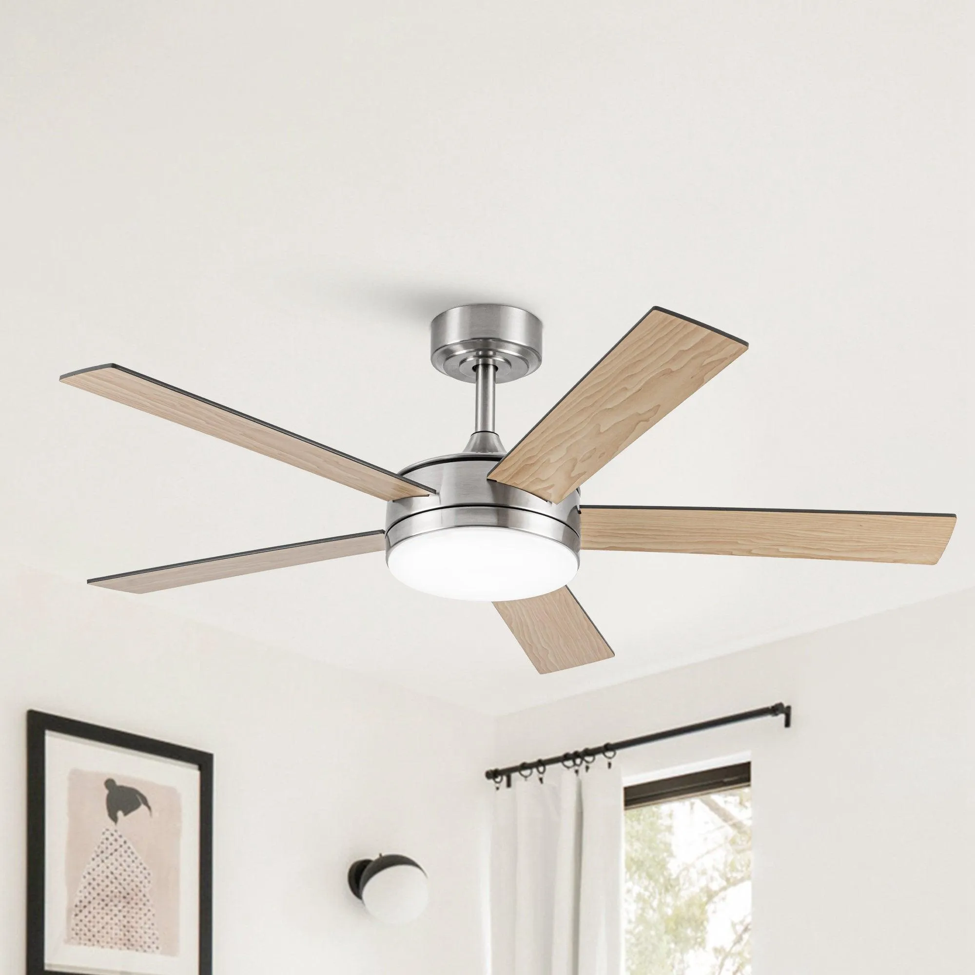 Vaczon 48" 5 Blades Industrial DC Motor Ceiling Fan with LED Lighting and Remote Control