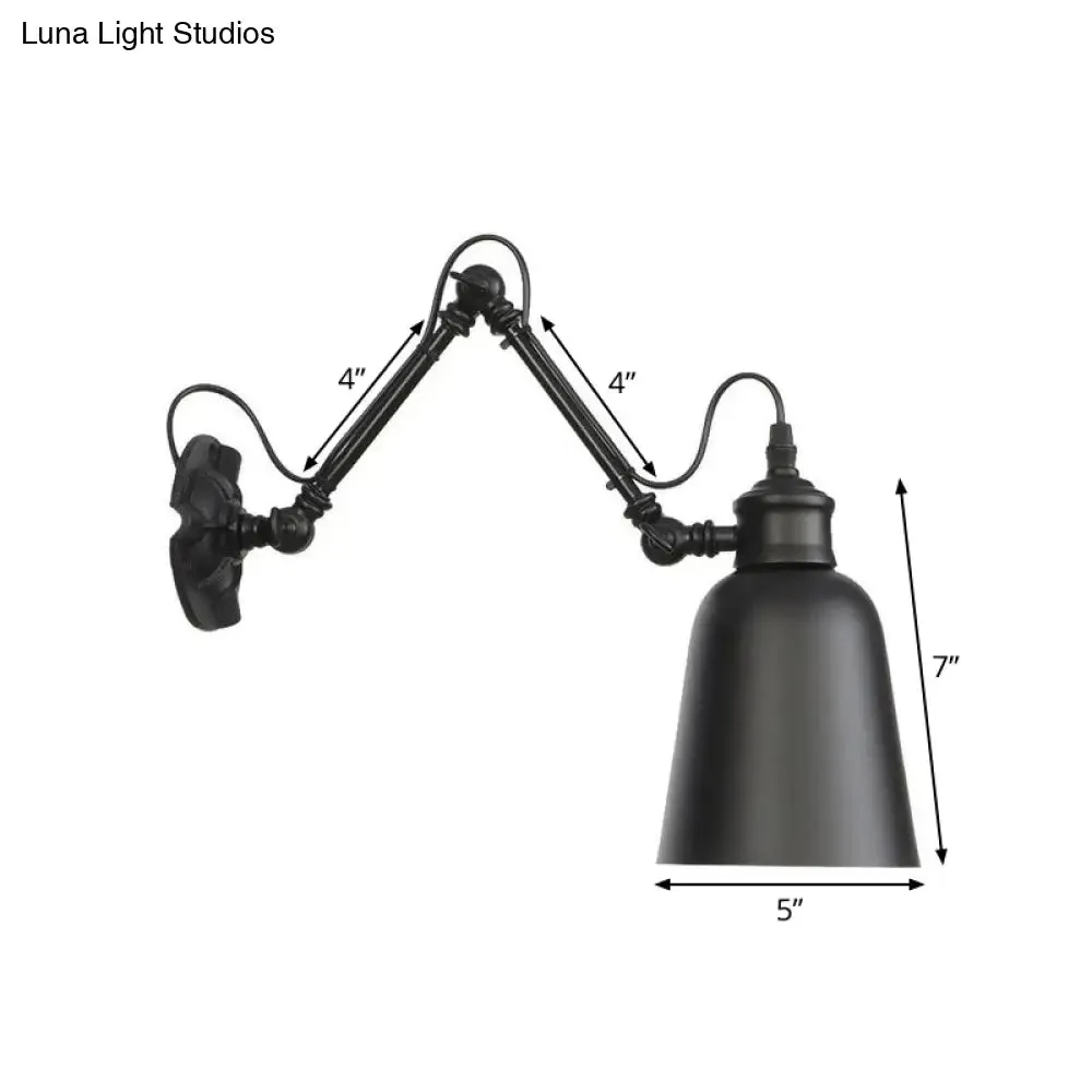 Vintage Matte Black Iron Wall Mount Reading Light with Swing Arm - 1-Bulb Task Wall Lamp