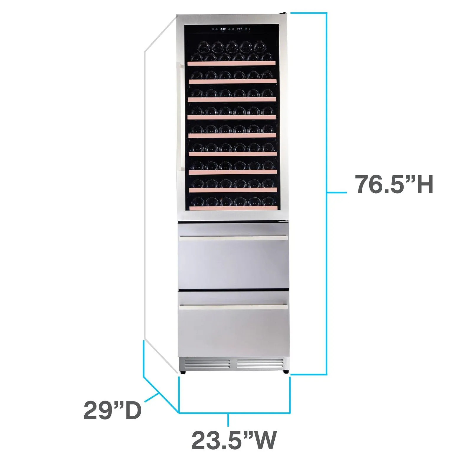 WCDD108E3S Avanti ELITE Series Wine Cooler, 2-Drawer Beverage Center, Stainless Steel - Stainless Steel / 108 Bottles