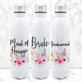 Wedding Role Boho Floral Travel Flask Bride Bridesmaid Maid of Honour